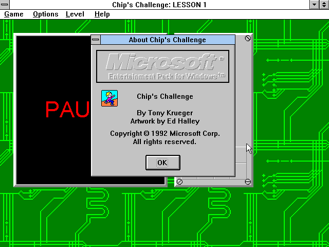 Title screen of Chip's Challenge