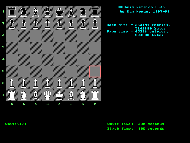 Title screen of EXchess