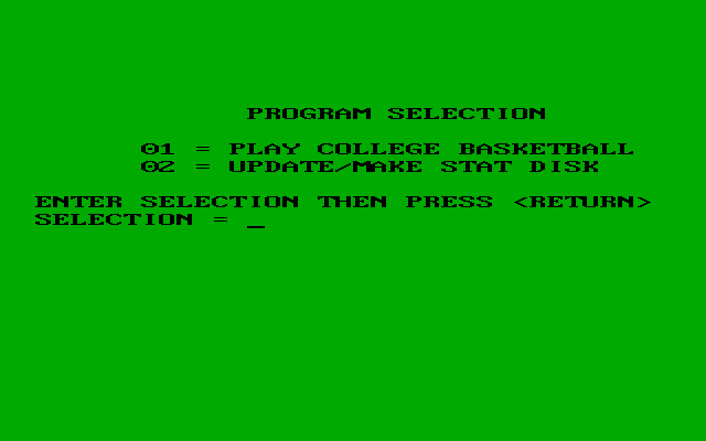 Title screen of Pure-Stat College Basketball