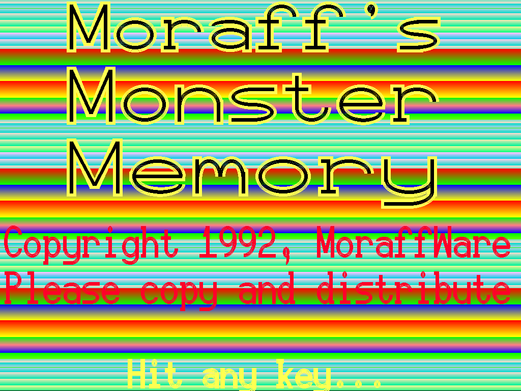 Title screen of Moraff's Monster Memory