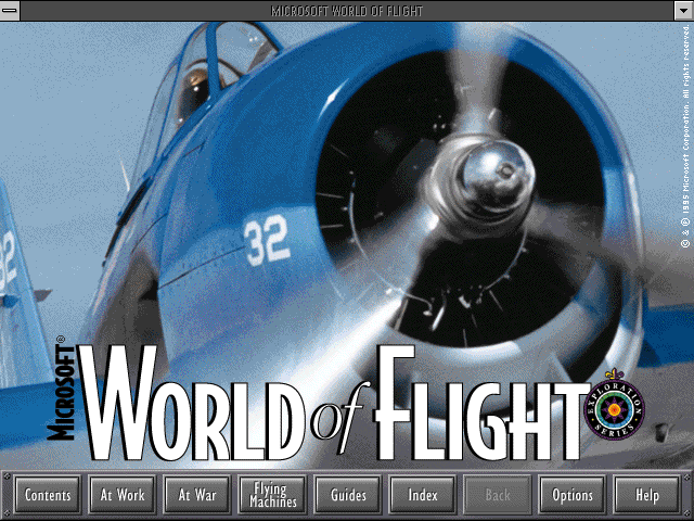Title screen of Microsoft World of Flight