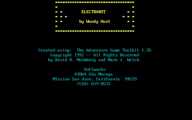 Title screen of Electrabot