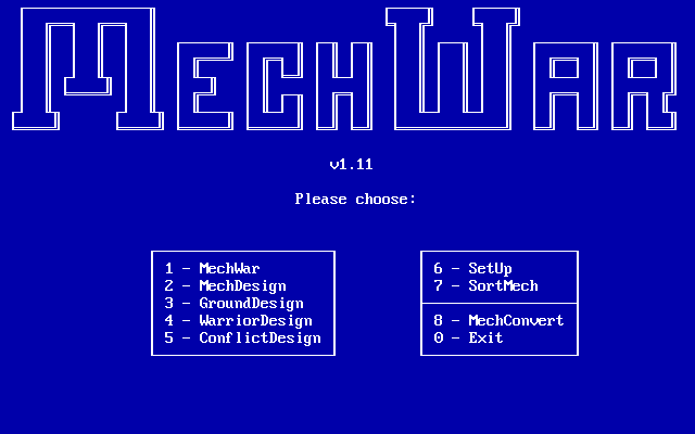 Title screen of MechWar