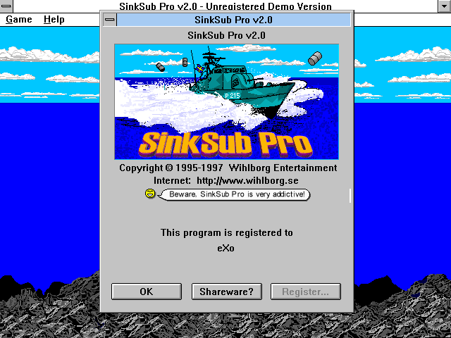 Title screen of Sink Sub Pro