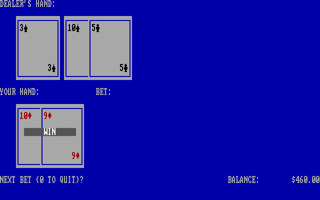 Gameplay of Blackjack (IBM)(1984)