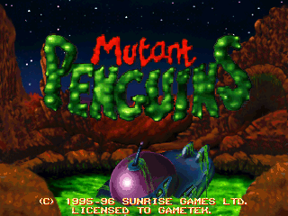 Title screen of Mutant Penguins