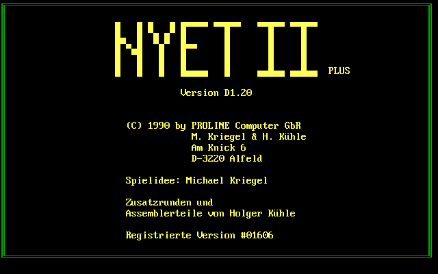 Title screen of Nyet II Plus