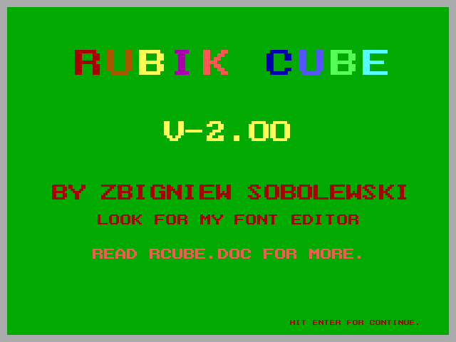 Title screen of Rubik Cube