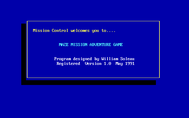 Title screen of Mission Maze
