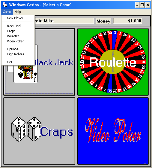 Title screen of Video Casino Games
