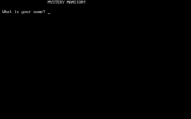 Title screen of Mystery Mansion