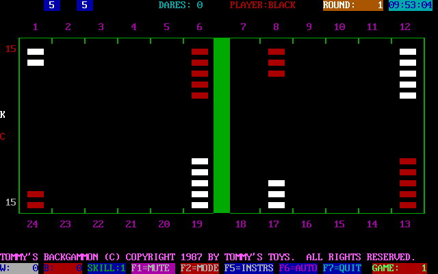 Gameplay of Tommy's Backgammon
