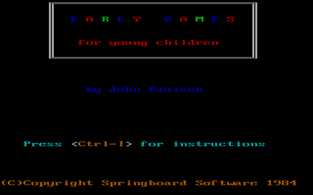 Title screen of Early Games for Young Children