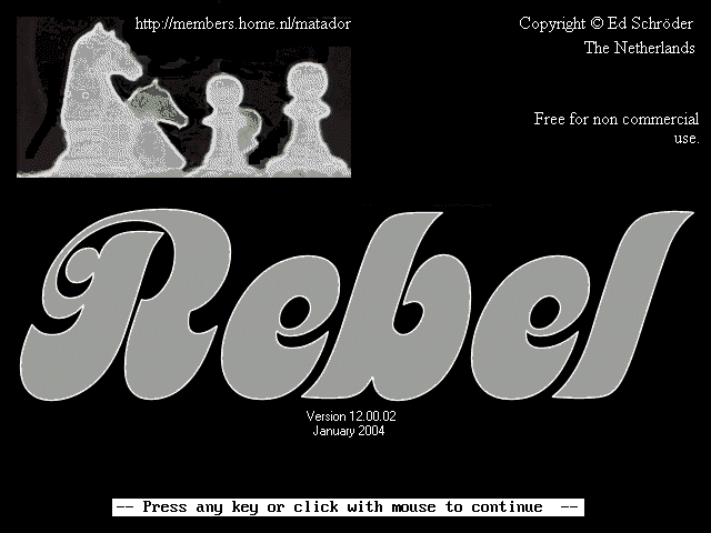 Title screen of Rebel Chess