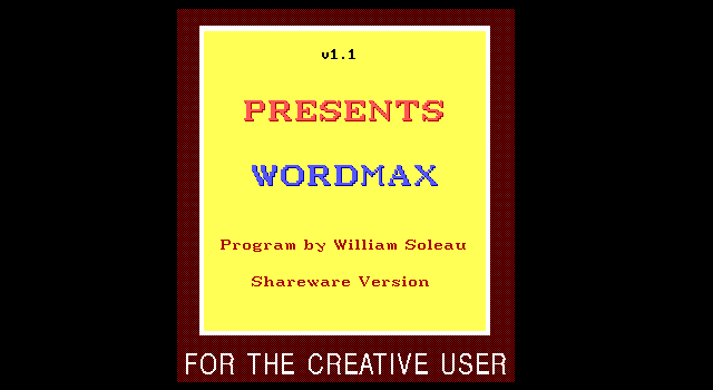 Title screen of WordMax