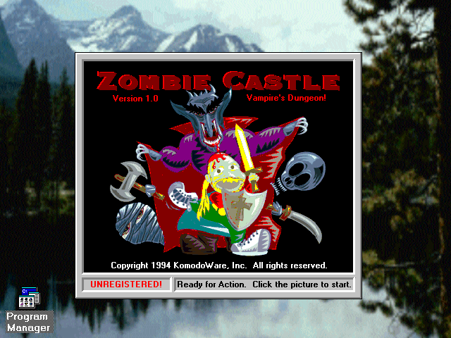 Title screen of Zombie Castle