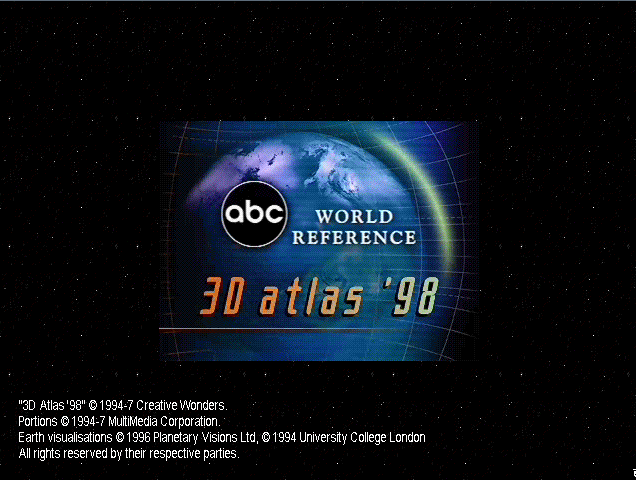Title screen of 3D Atlas '98