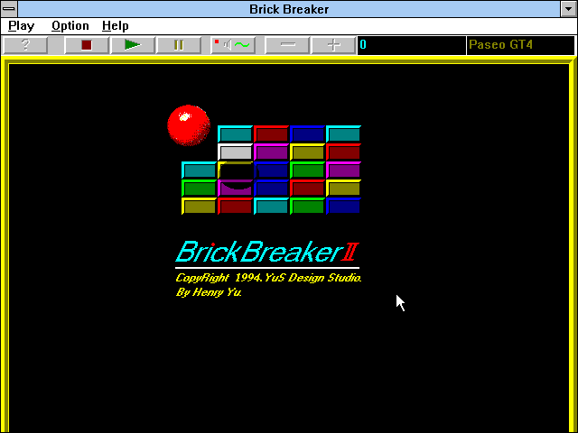 Title screen of Brick Breaker II Turbo