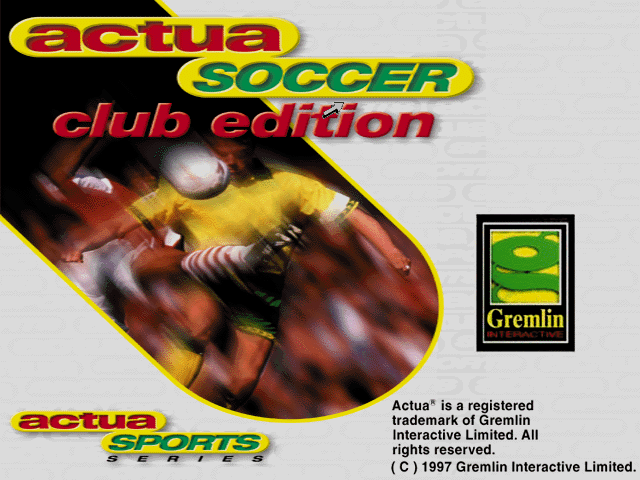 Title screen of Actua Soccer: Club Edition