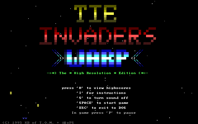 Title screen of TIE Invaders