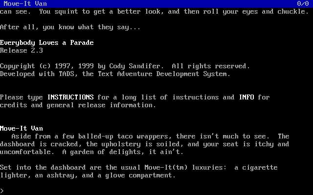 Title screen of Everybody Loves a Parade