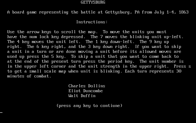 Title screen of Gettysburg (1993)