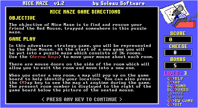 Title screen of Mice Maze
