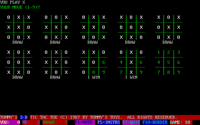 Gameplay of Tommy's Tic-Tac-Toe