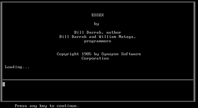 Title screen of Essex