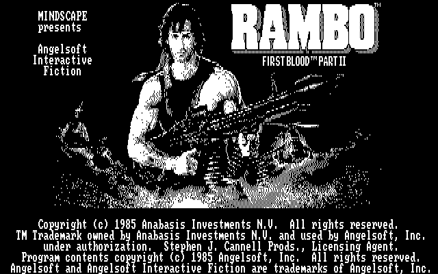 Title screen of Rambo: First Blood Part II