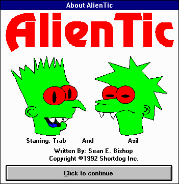 Title screen of AlienTic