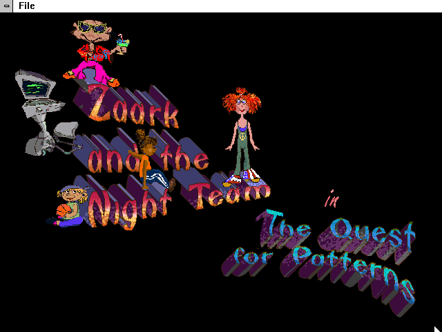 Title screen of ZAARK and the Night Team: The Quest for Patterns