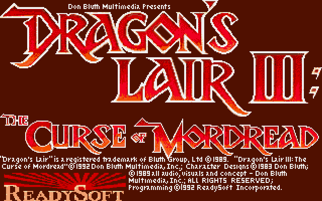 Title screen of Dragon's Lair III: The Curse of Mordread