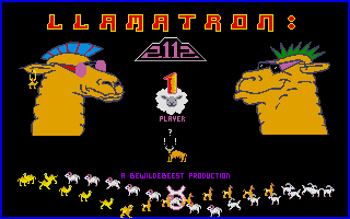 Title screen of Llamatron: 2112