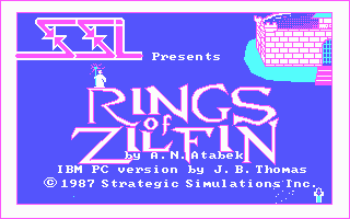 Title screen of Rings of Zilfin