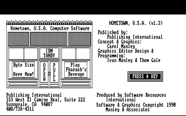 Title screen of Hometown, U.S.A.