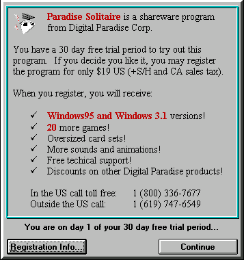 Title screen of Paradise Solitaire