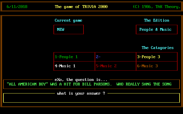 Gameplay of Trivia 2000