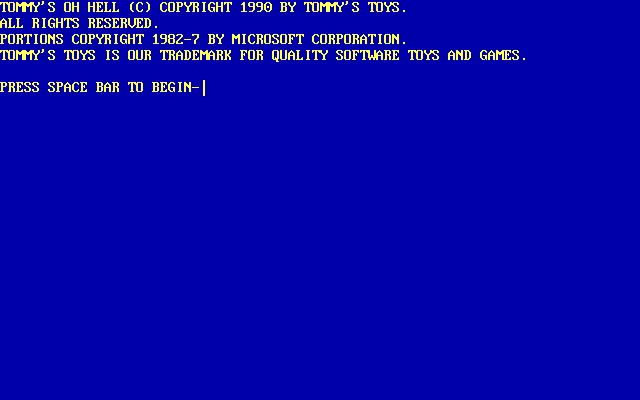 Title screen of Tommy's Oh Hell