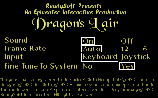 Title screen of Dragon's Lair CD-ROM