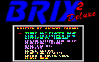 Title screen of Brix 2 Deluxe