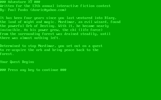 Title screen of Adventure XT