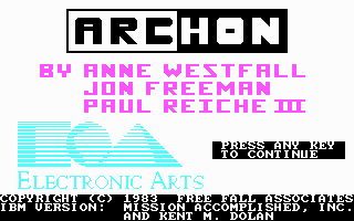 Title screen of Archon: The Light and the Dark