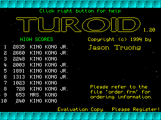 Title screen of Turoid