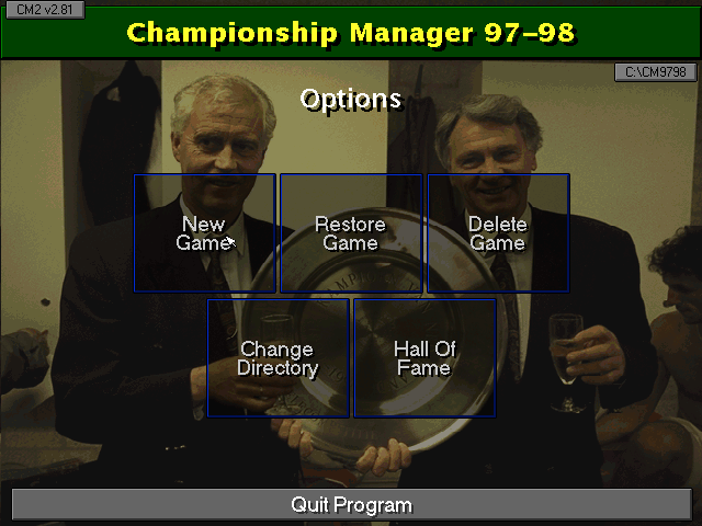 Title screen of Championship Manager: Season 97/98