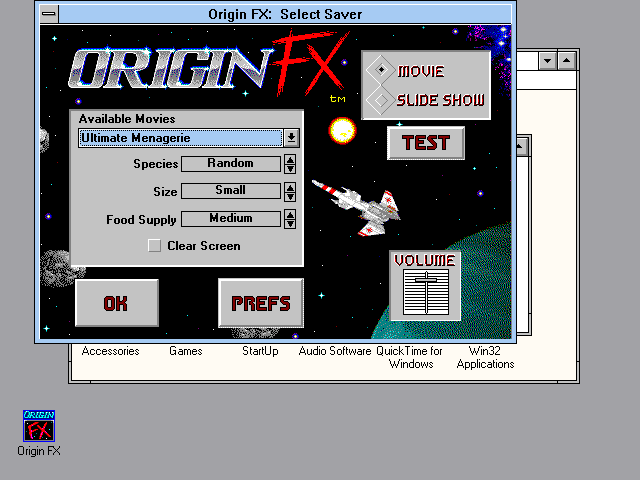 Title screen of Origin FX