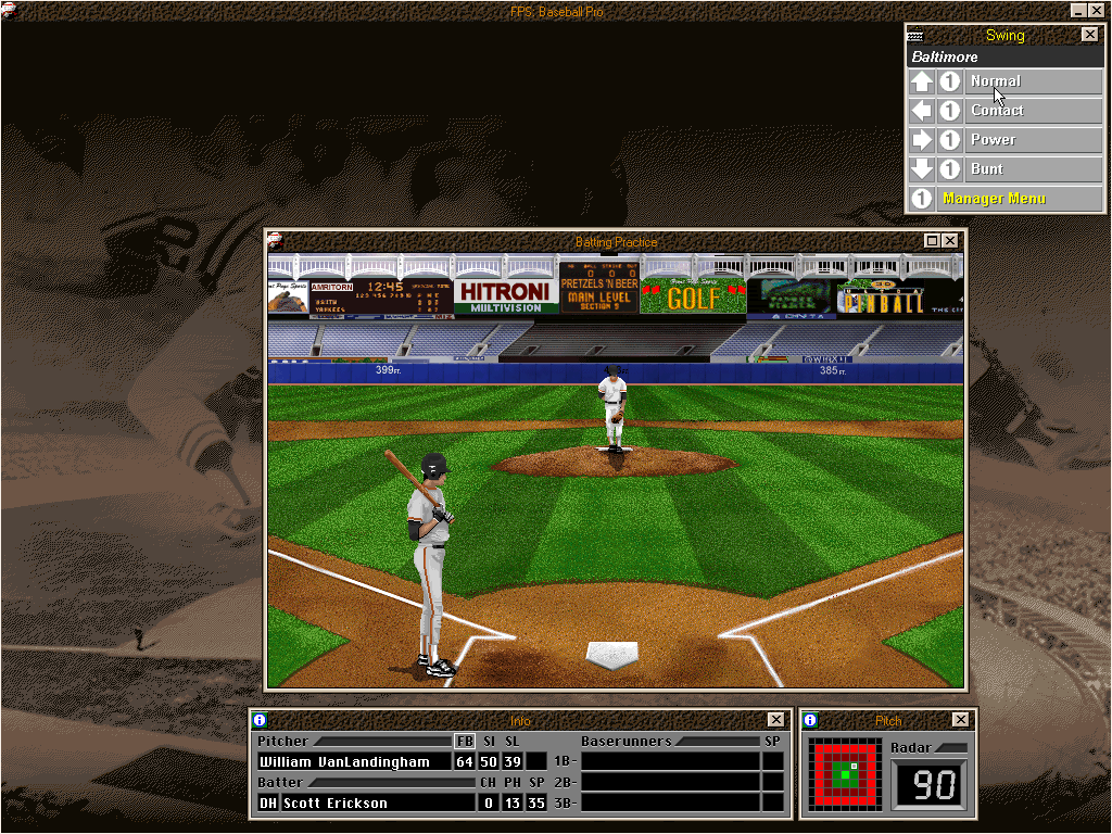 Gameplay of Front Page Sports: Baseball Pro '98