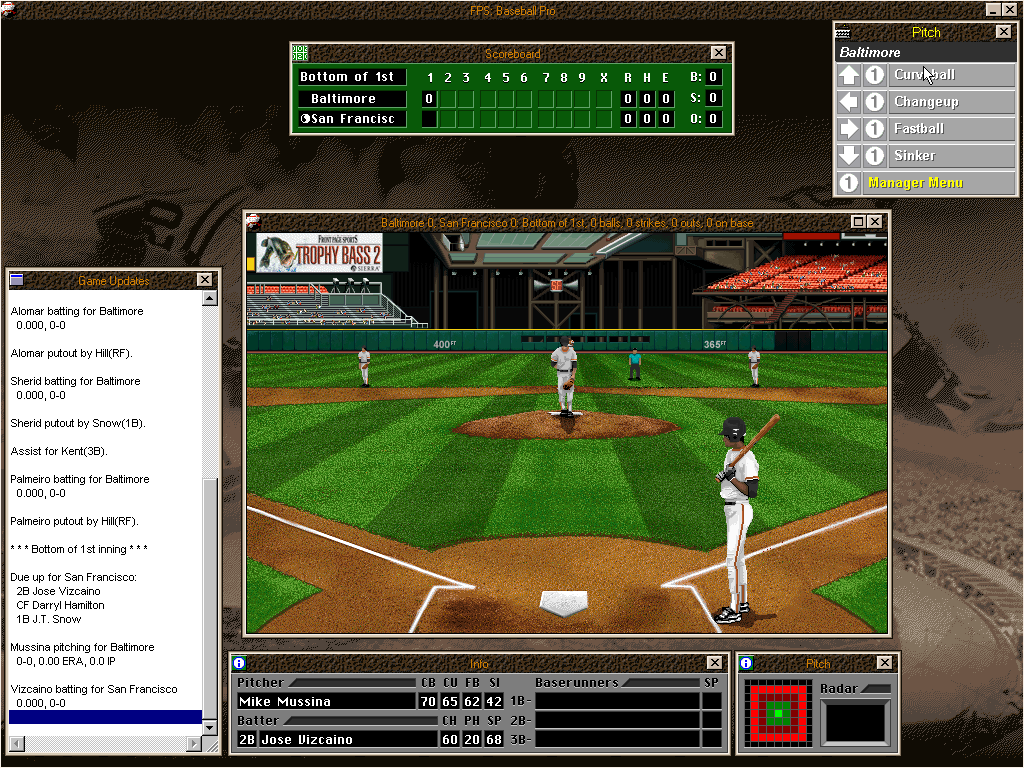 Gameplay of Front Page Sports: Baseball Pro '98