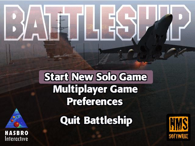Title screen of Battleship: The Classic Naval Warfare Game