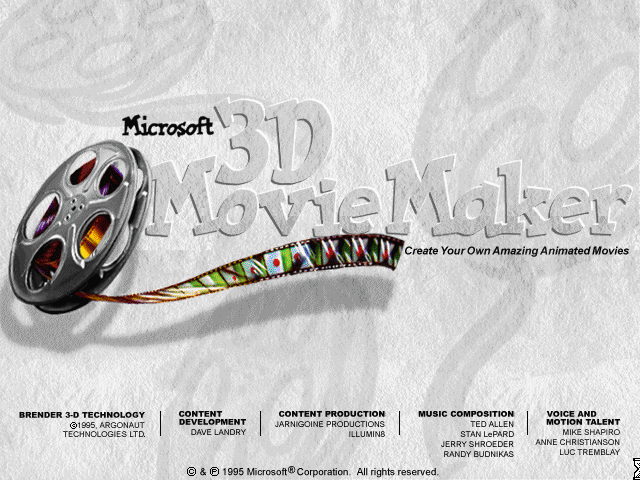 Title screen of 3D Movie Maker